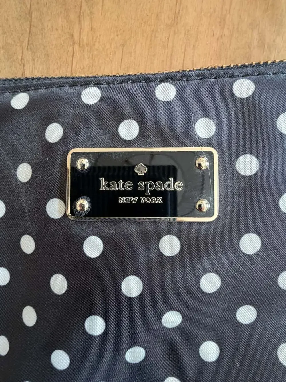 Kate Spade Black and White Polka Dot Nylon Laptop Bag Messenger Briefcase